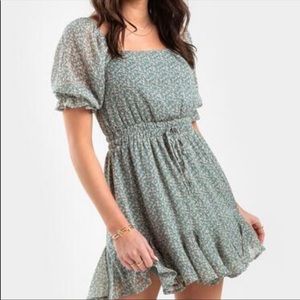 Sage Green Floral Rose Print New Sundress